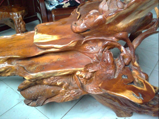 黄鱼刺根雕茶台-收藏鉴宝-北海365网(beihai36