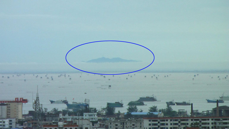 今早海上出现貌似海市蜃楼景观(有图有真相)