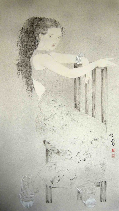 合浦人氏罗寒蕾小姐荣获2009全国美展中国工笔画金奖