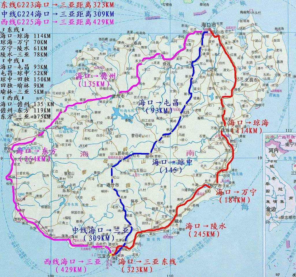 要求公路车,体能能达到35KM/H巡航能力,走海南岛中线来回,全程路况良好!全程最大挑战为五指山27KM的爬坡!公路上去速战速决!两天到达三亚休息一天回程北海! 时间为11月3日晚北海出发,3号到达五指山4号到达三亚! D1 11月3日下午6点搭船,第二天早上5点半左右到海口, D2 海口出发 途经东营---25---秀英区---68---新兴镇(午餐)---18---屯昌---52---琼中 第一天骑行 163KM 夜宿琼中 D3 琼中出发 琼中---60---毛阳镇,再经过几公里的骑行,就开始爬五指山