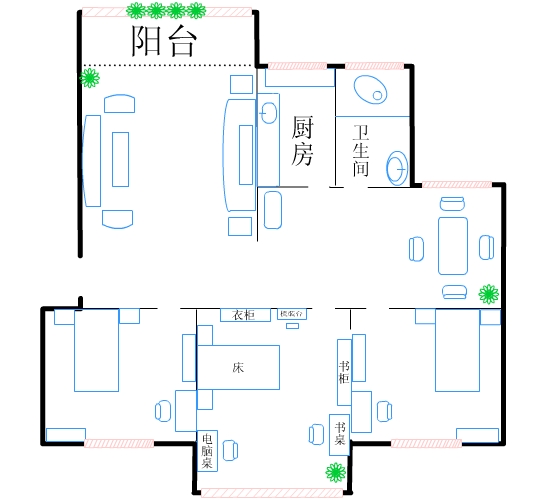 三房二厅水电设计图