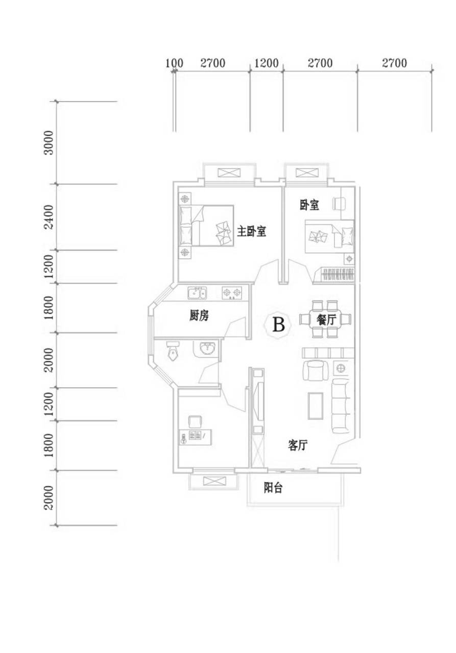 悦兴大厦电梯五楼,3房2厅,90平米,带装修,送家
