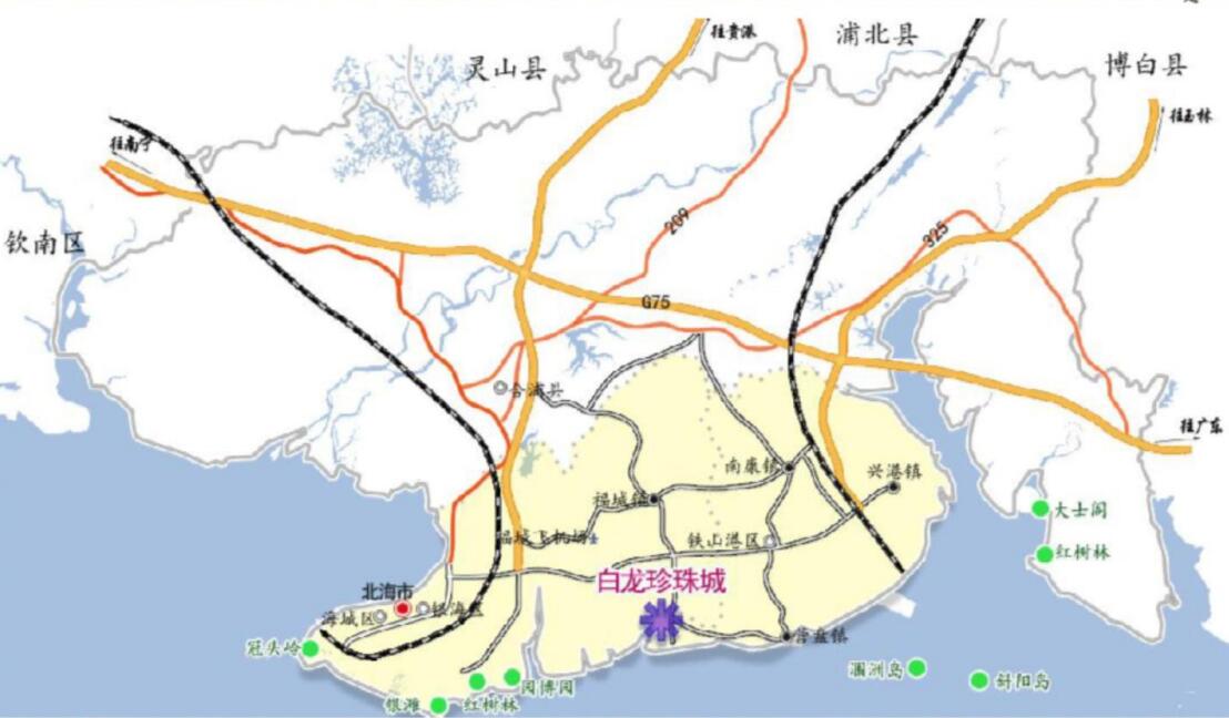 白龙珍珠城,位于广西北海市铁山港区营盘镇白龙村,相传白龙海湾曾有