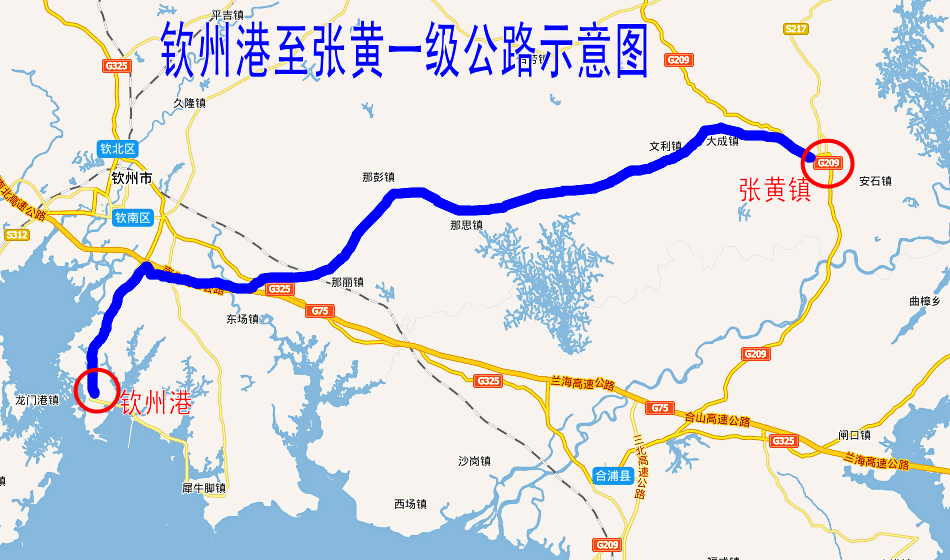 浦北一级公路规划图图片