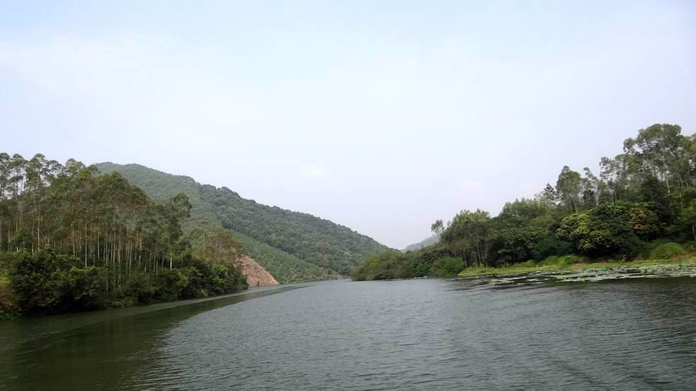 合浦县南流江漂游俱乐部举行畅游旺盛江水库,游览六湖垌山水,参观