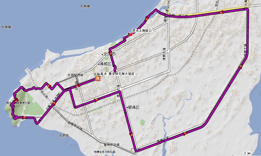 6km,把从冠头岭去银滩那段变成一段越野跑原来的海景路 距离差不多就