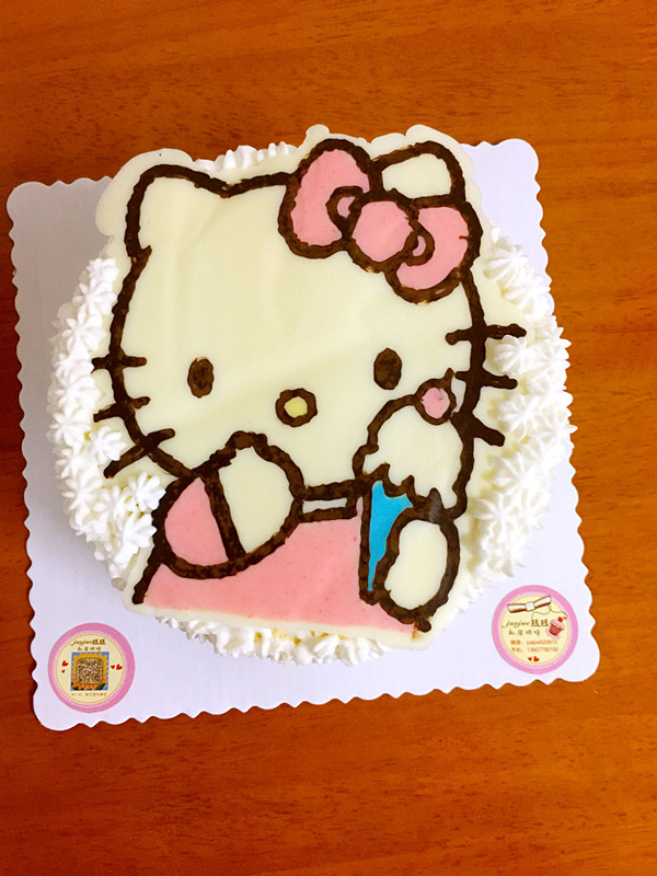 巧克力转印生日蛋糕—冰淇淋kitty,两只熊猫,气球小兔