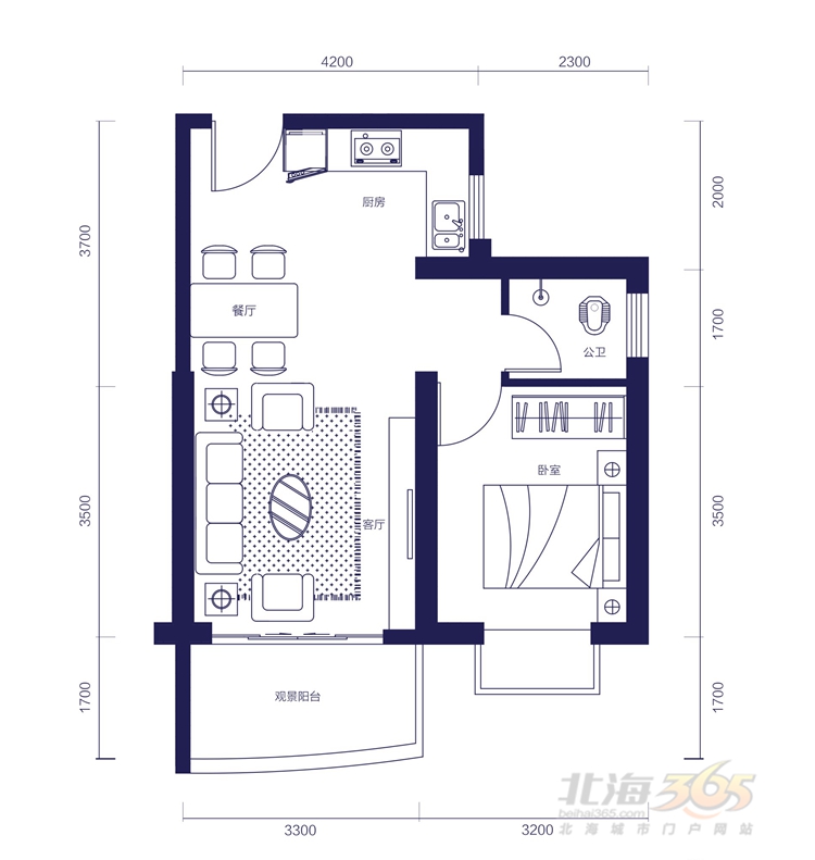 70-82.90㎡兩室兩廳 3.