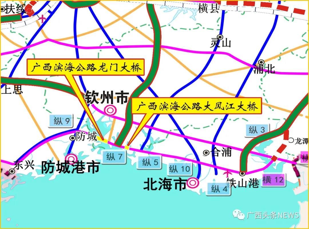 报喜连接西场镇钦州市的大风江大桥开工将实现北钦防主城区1小时通达