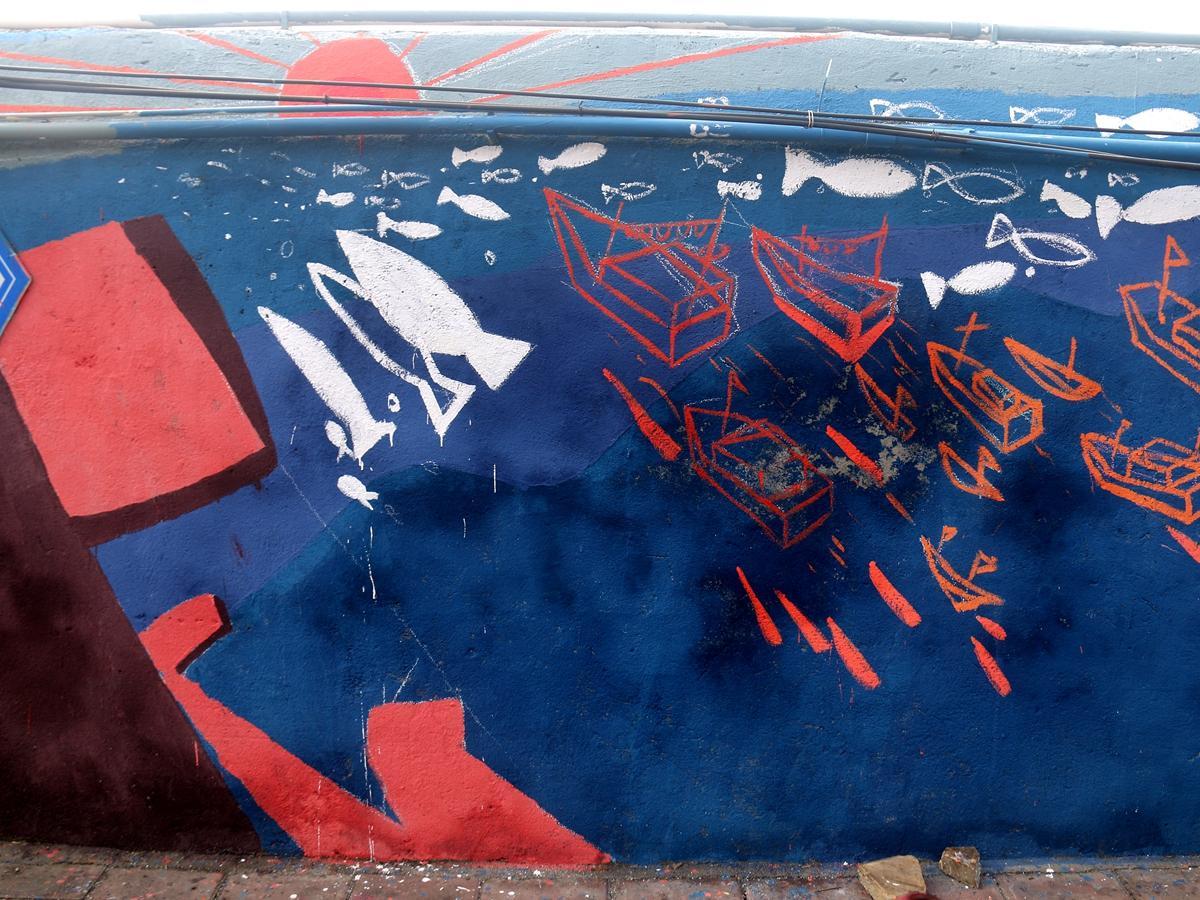 海洋元素半岛风情侨港多了处上百米长的网红涂鸦墙