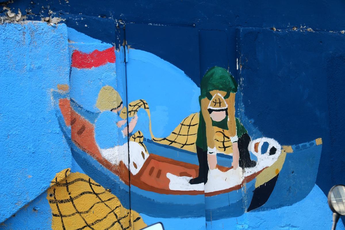 海洋元素半岛风情侨港多了处上百米长的网红涂鸦墙